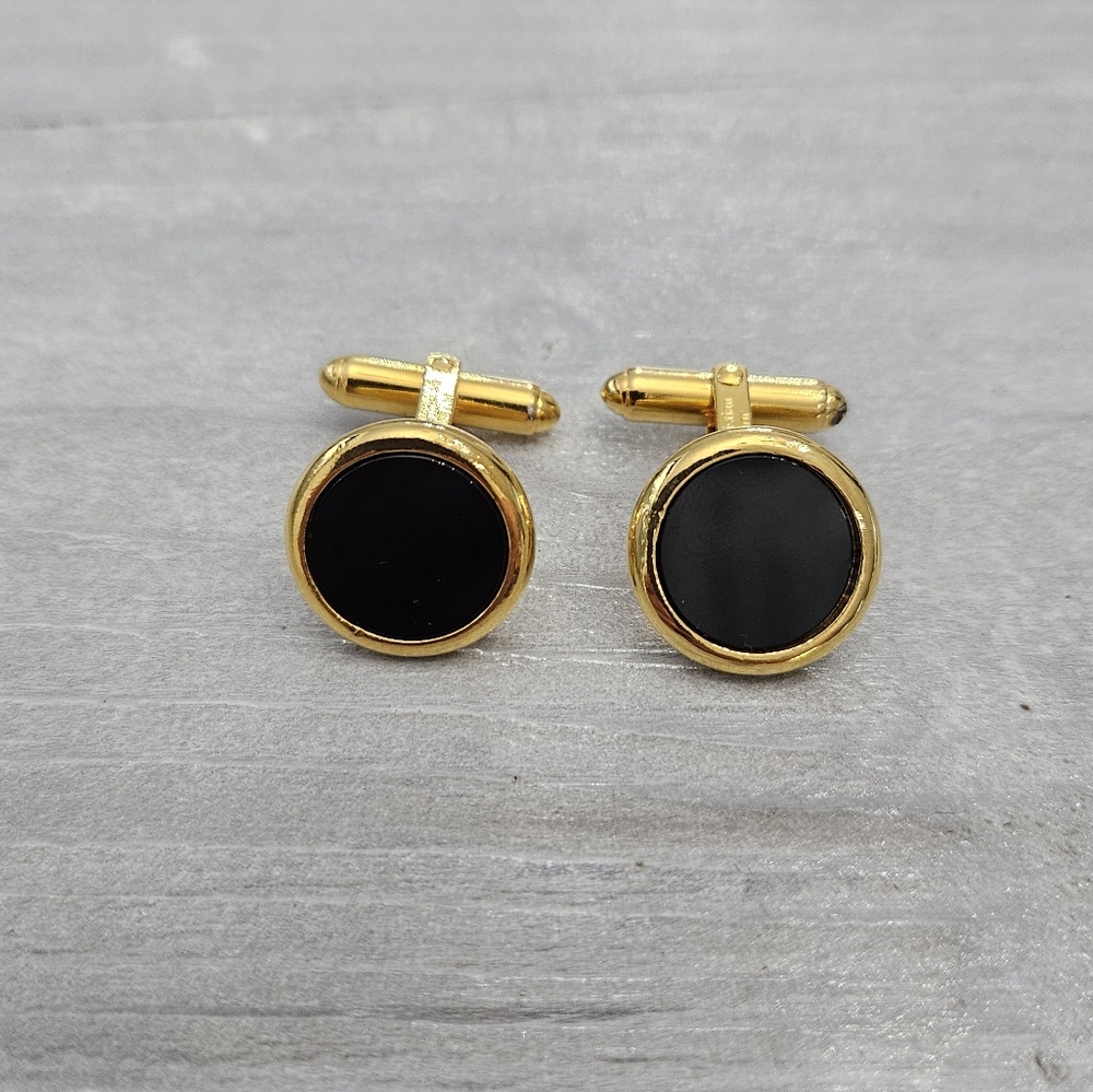Vintage Christian Dior Cufflinks Black & Gold